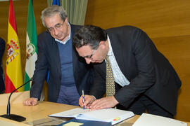 Toma de Posesión de Juan Francisco Martos Montiel como nuevo catedrático del Departamento de Filología Griega, Estudios Árabes, Lingüística General, Documentación y Filología Latina de la Universidad de Málaga. Edificio del Rectorado. Febrero de 2018