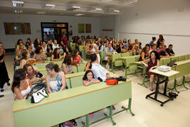 Alumnos y profesores durante la graduación en el CIE de la Universidad de Málaga. Centro Internacional de Español. Agosto de 2014
