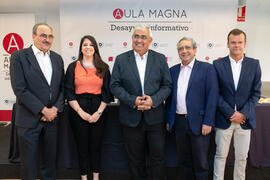Autoridades. Desayuno Informativo de Aula Magna con motivo de su XX Aniversario. Consejo de Estudios Sociales y Comercio de la Universidad de Málaga. Mayo de 2018