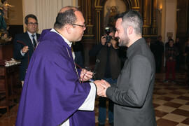 Entrega de medallas de la Cofradía de los Estudiantes. Misa de Lunes Santo. Iglesia de San Agustín. Marzo de 2018