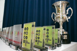 Trofeos a entregar en la Gala del Deporte Universitario 2017. Escuela Técnica Superior de Ingeniería de Telecomunicaciones. Junio de 2017