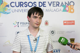 Andrés Contreras en photocall. Curso "La buena Inteligencia Artificial". Cursos de Verano de la Universidad de Málaga. Ronda. Julio de 2018
