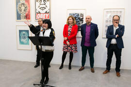 Intervención de Tecla Lumbreras. Inauguración de la sala de exposiciones "Espacio Cero" en el Contenedor Cultural. Campus de Teatinos. Abril de 2019