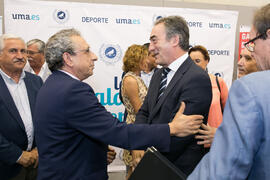José Ángel Narváez y Javier Lozano Cid momentos previos a la Gala del Deporte Universitario 2017. Escuela Técnica Superior de Ingeniería de Telecomunicaciones. Junio de 2017
