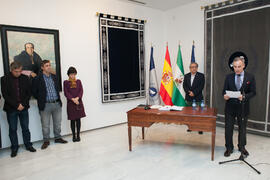Miguel Porras Fernández en la toma de posesión de Tecla Lumbreras como nueva Vicerrectora de Cultura y Deportes. Edificio del Rectorado. Febrero de 2016