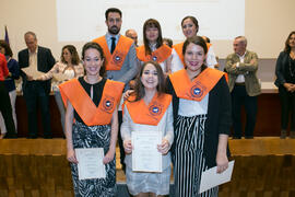Grupo de alumnos en su graduación de Máster de la Facultad de Ciencias Económicas y Empresariales de la Universidad de Málaga. Paraninfo. Mayo de 2017