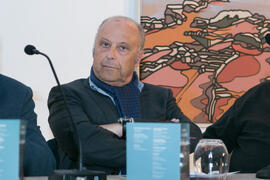 Javier Ramírez González. Mesa redonda de la exposición "Paisajes Andaluces" de Eugenio Chicano. Museo del Patrimonio Municipal. Febrero de 2017