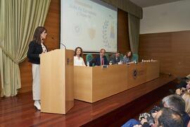 Intervención de Encarnación Cañadas. I Premios del Aula de Economía y Deporte de la Universidad de Málaga. Edificio del Rectorado. Febrero de 2024