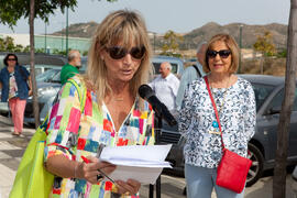 Francisca Marín y Adelaida de la Calle en la presentación de los nuevos árboles del Bosque del Conocimiento. Campus de Teatinos. Mayo 2015