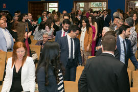 Entrada del alumnado. Graduación de Másters de la Facultad de Ciencias Económicas y Empresariales de la Universidad de Málaga. Paraninfo. Abril de 2018