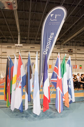 Banderas. Ceremonia de apertura del IX Campeonato de Europa Universitario de Fútbol Sala. Antequera. Julio de 2013