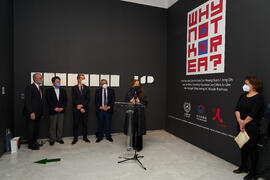 Intervención de Menene Gras. Inauguración de la exposición "Why not Korea?". Edificio del Rectorado de la Universidad de Málaga. Enero de 2022