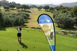 Jugada en el Campeonato Europeo de Golf Universitario en Antequera Golf. Antequera. Junio de 2019