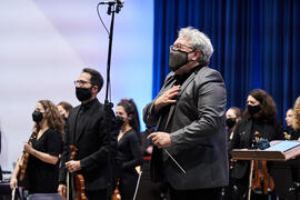 Miguel Romea. Concierto de Bandas Sonoras de la 31 edición de Fancine de la Universidad de Málaga. Auditorio de la Escuela Técnica de Ingeniería de Telecomunicaciones e Informática. Noviembre de 2021