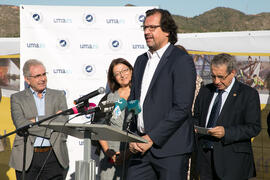 Intervención del arquitecto Eduardo Pérez Gómez. Colocación de la primera piedra de la nueva Facultad de Psicología. Campus de Teatinos. Noviembre de 2017