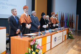 Mesa presidencial en la Apertura del Curso Académico 2016/2017 de la Universidad de Málaga. Salón de actos de la Escuela de Ingenierías Industriales. Septiembre de 2016