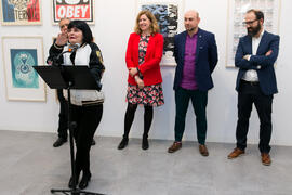 Intervención de Tecla Lumbreras. Inauguración de la sala de exposiciones "Espacio Cero" en el Contenedor Cultural. Campus de Teatinos. Abril de 2019