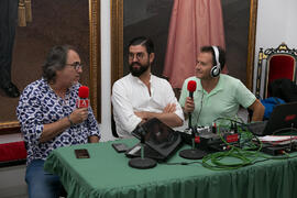 Manu Sánchez y Selu García Cossío en el programa AxarquíaPlus Radio . Curso "30 años de Carnaval de Cádiz, máximo exponente del humor crítico" . Cursos de Verano de la Universidad de Málaga. Vélez-Málaga. Julio de 2019