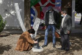 Inauguración de la escultura "Zigzag en aluminio", de Robert Harding. Contenedor Cultural. Campus de Teatinos. Enero de 2022