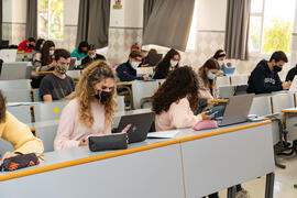 Aula de la Facultad de Derecho de la Universidad de Málaga. Campus de Teatinos. Octubre de 2020