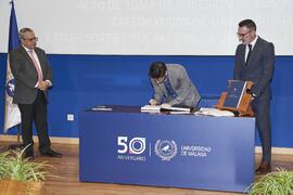 Toma de posesión de Francisco Ángel Moreno Dueñas como profesor titular del Área de Ingeniería de Sistemas y Automática de la Universidad de Málaga. Toma de posesión de nuevos catedráticos y profesores titulares de la Universidad de Málaga. Paraninfo. Noviembre de 2023