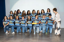 Entrega del premio Igualdad al Club Deportivo UMA Rugby femenino. Gala del Deporte Universitario 2019. Escuela Técnica Superior de Ingeniería de Telecomunicaciones. Junio de 2019