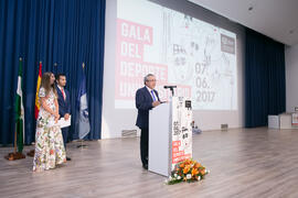 Intervención de José Ángel Narváez en la Gala del Deporte Universitario 2017. Escuela Técnica Superior de Ingeniería de Telecomunicaciones. Junio de 2017