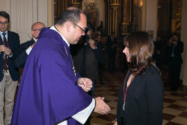 Entrega de medallas de la Cofradía de los Estudiantes. Misa de Lunes Santo. Iglesia de San Agustín. Marzo de 2018