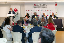 Intervención de Miguel Gaona. Desayuno Informativo de Aula Magna con motivo de su XX Aniversario. Consejo de Estudios Sociales y Comercio de la Universidad de Málaga. Mayo de 2018