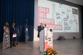 Intervención de Pedro Montiel en la Gala del Deporte Universitario 2017. Escuela Técnica Superior de Ingeniería de Telecomunicaciones. Junio de 2017
