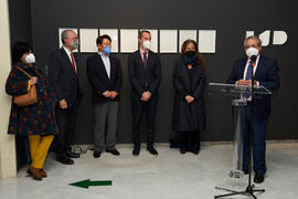 Intervención de José Ángel Narváez. Inauguración de la exposición "Why not Korea?". Edificio del Rectorado de la Universidad de Málaga. Enero de 2022