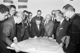 Málaga. Primera piedra de la Facultad de Ciencias Políticas, Económicas y Comerciales, en el Ejido.  Abril de 1965