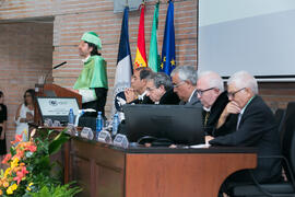 Intervención de Luis Gómez Jacinto en la Apertura del Curso Académico 2017/2018 de la Universidad de Málaga. Salón de actos de la Facultad de Turismo. Septiembre de 2017