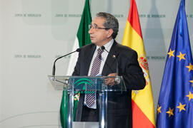 José Ángel Narváez en su toma de posesión como Rector de la Universidad de Málaga. Palacio de San Telmo, Sevilla. Enero de 2016