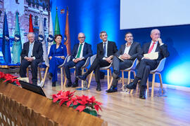 Galardonados con la distinción "Oikonomos" de la Facultad de Ciencias Económicas y Empresariales de la Universidad de Málaga. Paraninfo. Diciembre de 2024