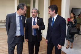 Pedro Duque, José Ángel Narváez y Carlos María Conde. Edificio del Rectorado. Junio de 2018