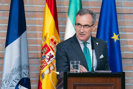 Intervención de Miguel Porras en la Apertura del Curso Académico 2017/2018 de la Universidad de Málaga. Salón de actos de la Facultad de Turismo. Septiembre de 2017
