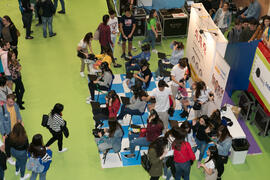 Estand de Samsung. Jornadas de Puertas Abiertas de la Universidad de Málaga. Complejo Polideportivo Universitario. Abril de 2018
