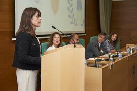 Intervención de Encarnación Cañadas. I Premios del Aula de Economía y Deporte de la Universidad de Málaga. Edificio del Rectorado. Febrero de 2024