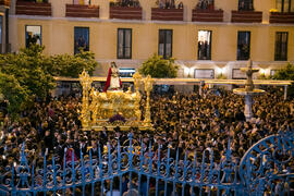 Estación de Penitencia de la Hermandad de los Estudiantes. Plaza del Obispo, Málaga. Abril de 2017