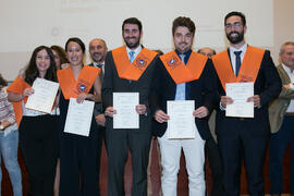 Grupo de alumnos en su graduación de Máster de la Facultad de Ciencias Económicas y Empresariales de la Universidad de Málaga. Paraninfo. Mayo de 2017
