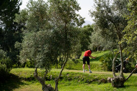 Jugada en el Campeonato Europeo de Golf Universitario en Antequera Golf. Antequera. Junio de 2019