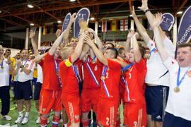 Medalla de oro para Rusia. Acto de clausura y entrega de medallas. 14º Campeonato del Mundo Universitario de Fútbol Sala 2014 (FUTSAL). Antequera. Julio de 2014