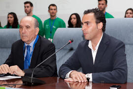 Pedro Montiel y Daniel Pérez. Acto de clausura del 6º Congreso Internacional de Actividad Física Deportiva para Mayores. Escuela Técnica Superior de Ingeniería de Telecomunicaciones y de Informática. Marzo de 2015