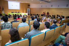 Reunión con Pedro Duque, ministro de Ciencia, Innovación y Universidades, en el edificio The Green Ray. Campus de Teatinos. Junio de 2018
