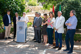 Intervención de Baltasar Cabezudo Artero. Inauguración de la glorieta Botánicos de la UMA. Jardín Botánico de la Universidad de Málaga. Junio de 2018