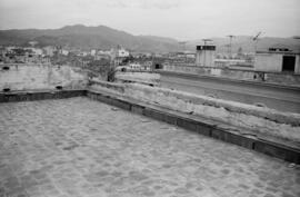 Málaga. Daños en la cubierta de la Hermandad de Pescadores como consecuencia del temporal de viento. Enero de 1963