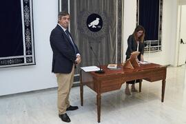 Teodomiro López y Elsa Álvarez. Toma de posesión de los nuevos cargos de la Universidad de Málaga. Edificio del Rectorado. Abril de 2024