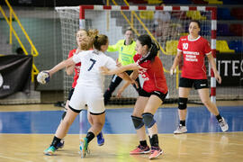 Partido Universidad de Primorska - Universidad Ovidius. Categoría femenina. Campeonato Europeo Universitario de Balonmano. Antequera. Julio de 2017