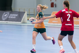 Partido Universidad de Oslo - Universidad de Valencia. Categoría femenina. Campeonato Europeo Universitario de Balonmano. Antequera. Julio de 2017